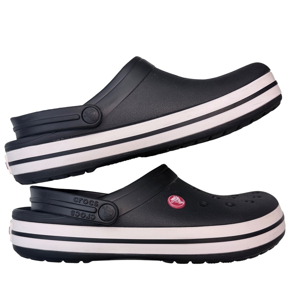 Crocs Crocband Clog Black White Platform Sandals Men 8 Women 10 11016-001